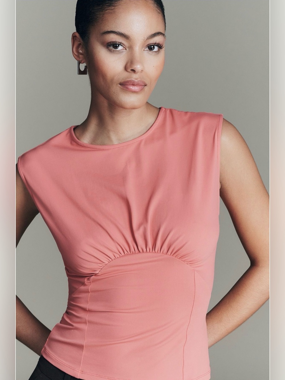 Maeve Shirred Corset Top in Faded Rose
